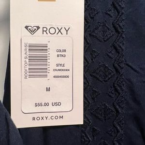 Brand new Roxy knee length wrap dress. navy size medium